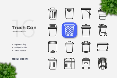 Trash Can Outline Icons