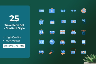 Travel Icon Set Gradient Style Vol 1