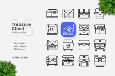 Treasure Chest Outline Icons