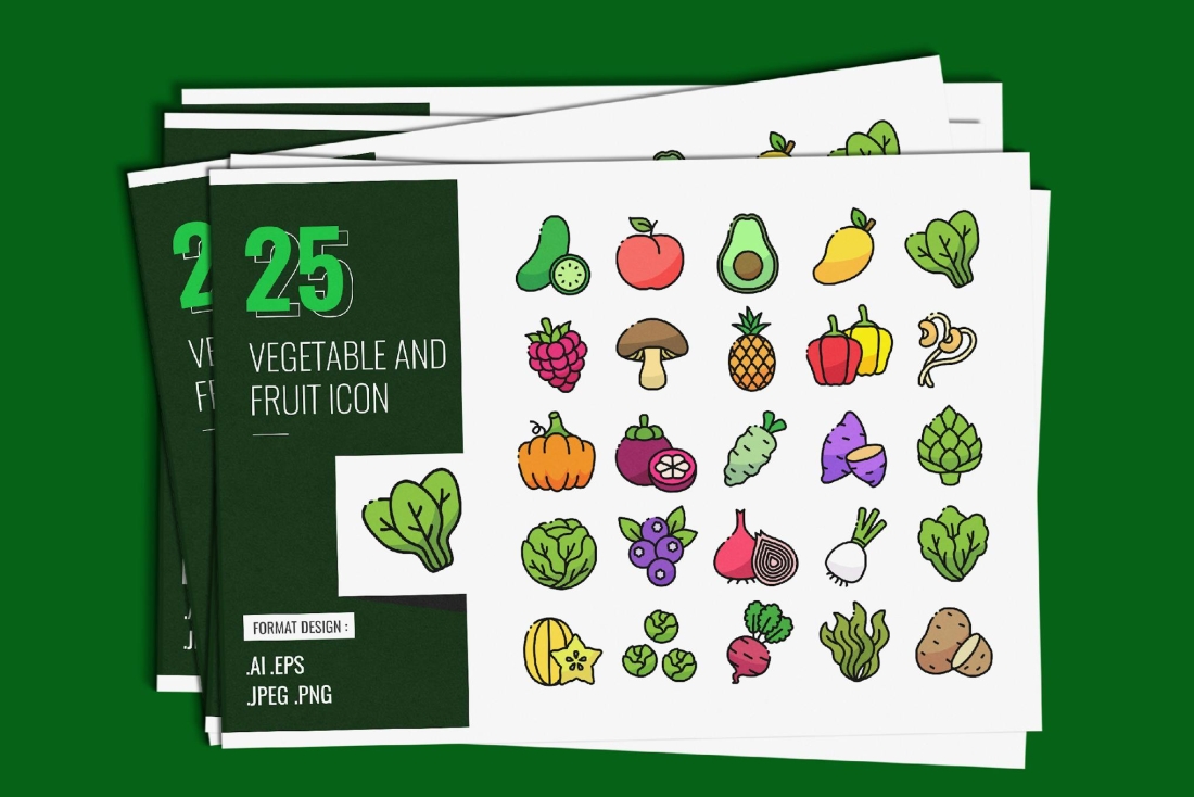 Vegetable and Fruit Icon Design Ver. 2