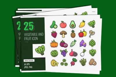 Vegetable and Fruit Icon Design Ver. 2