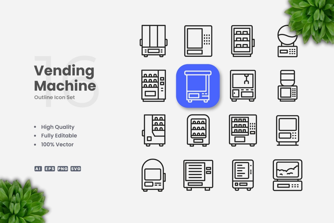 Vending Machine Outline Icons