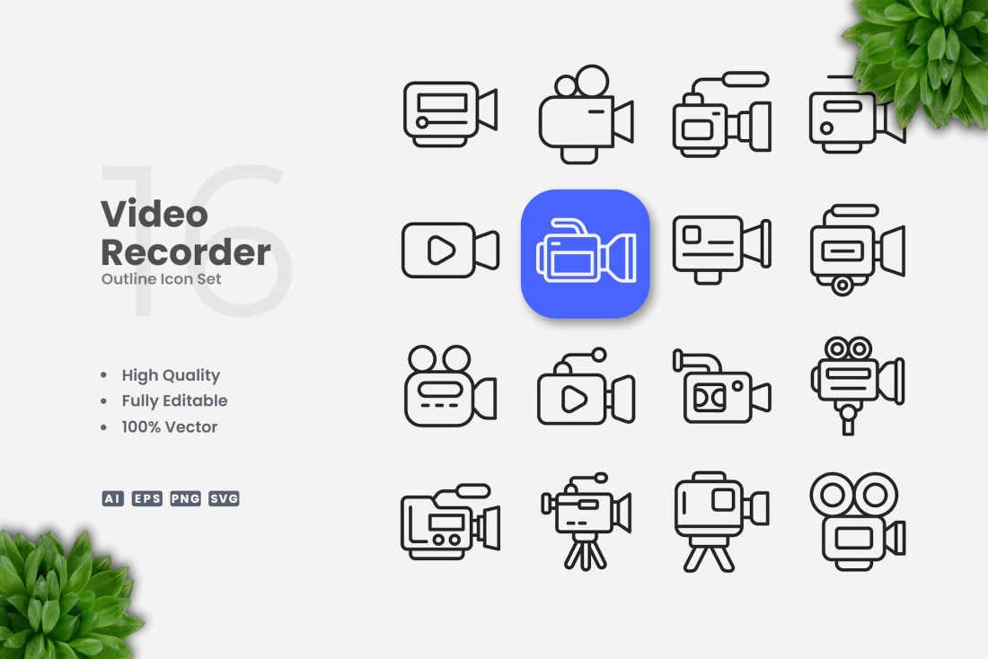 Video Recorder Outline Icons