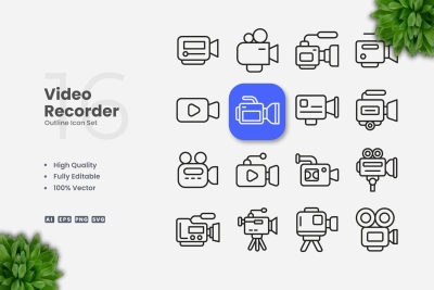 Video Recorder Outline Icons