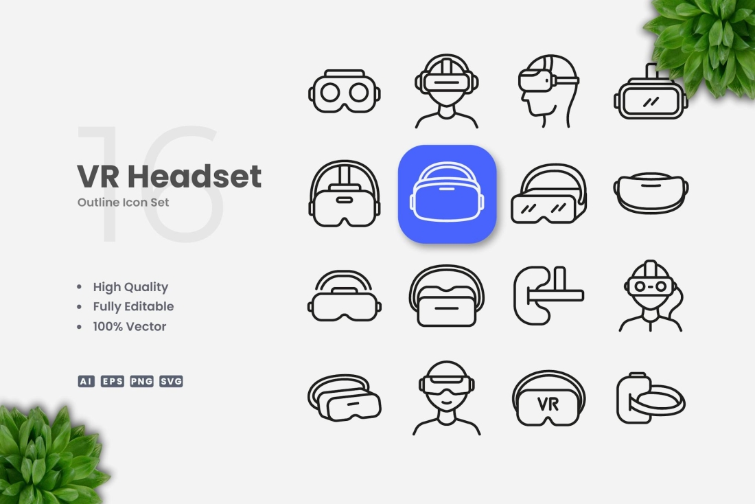 VR Headset Outline Icons