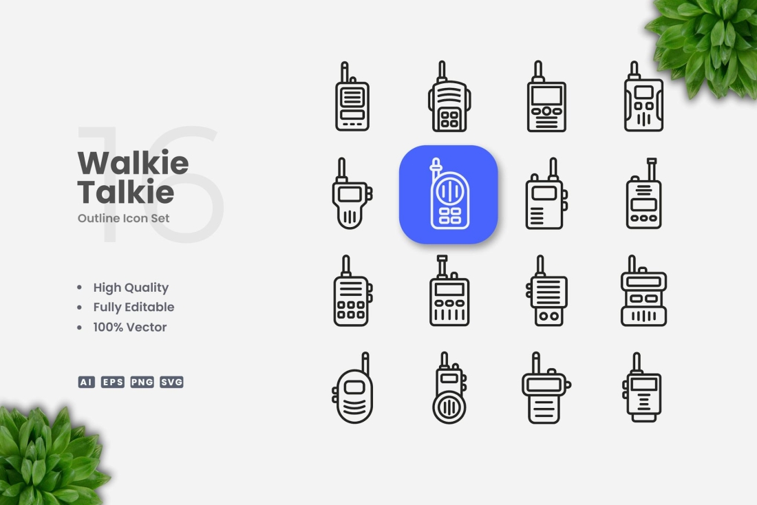 Walkie Talkie Outline Icons