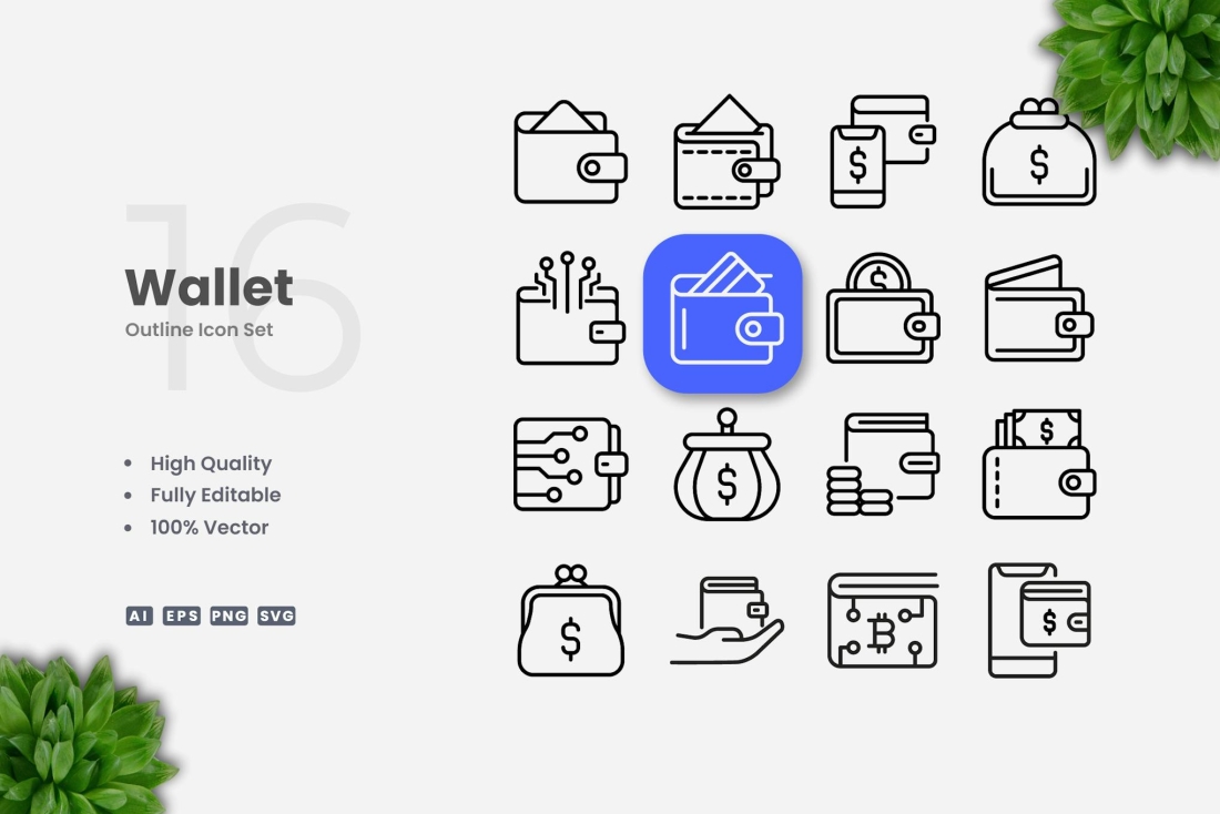 Wallet Outline Icons