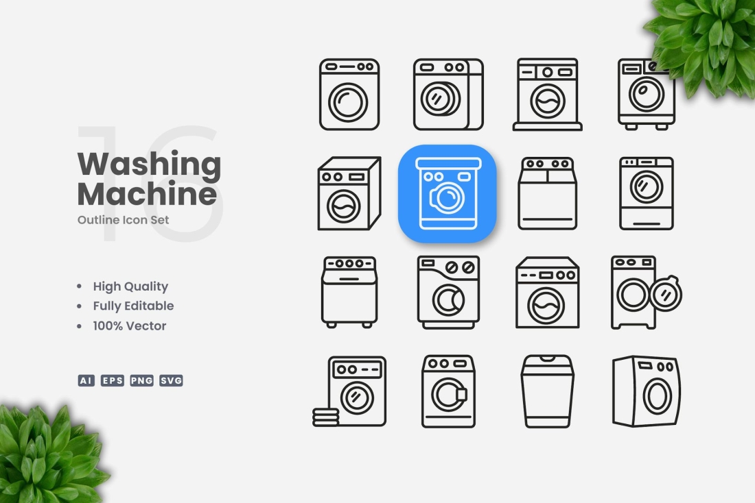 Washing Machine Outline Icons
