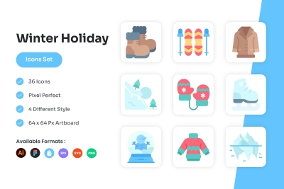 Winter Holiday Icons Set