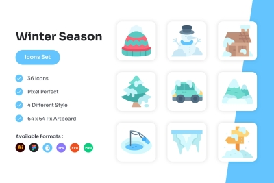 Winter Season Icons Set
