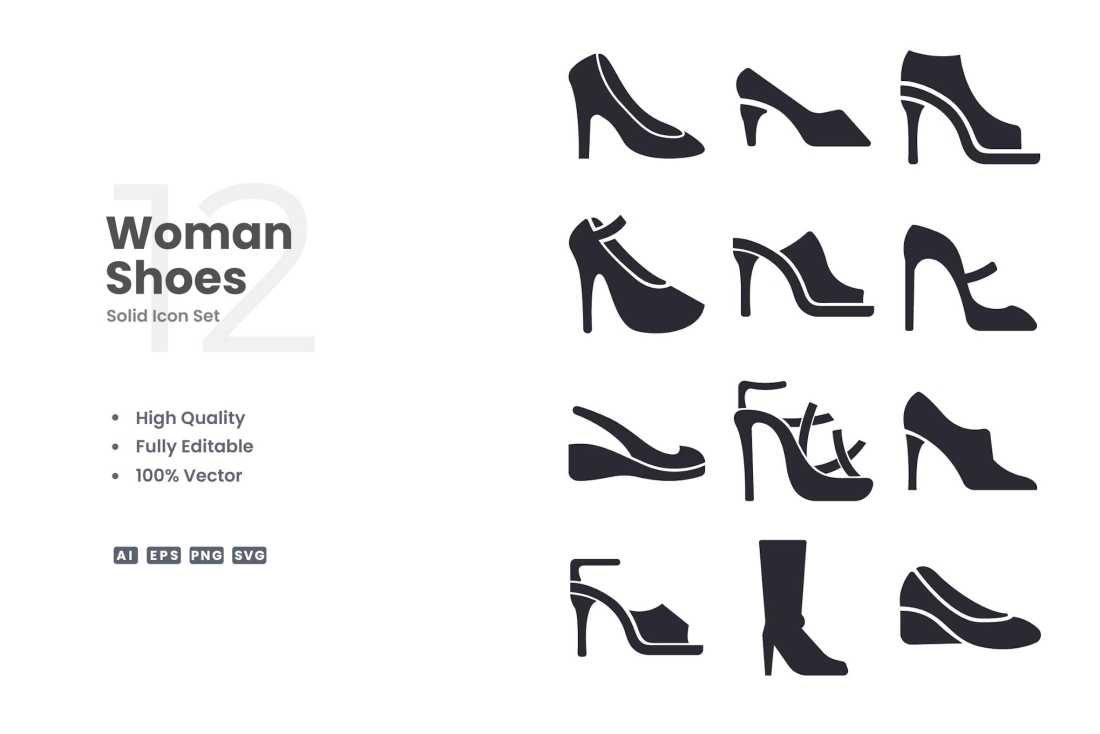 Woman Shoes Solid Icons