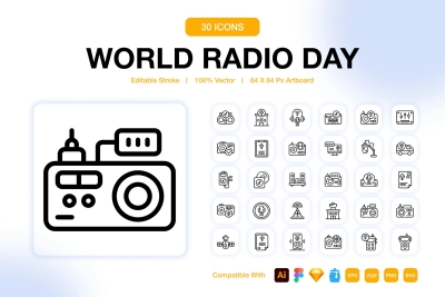 World Radio Day Icons