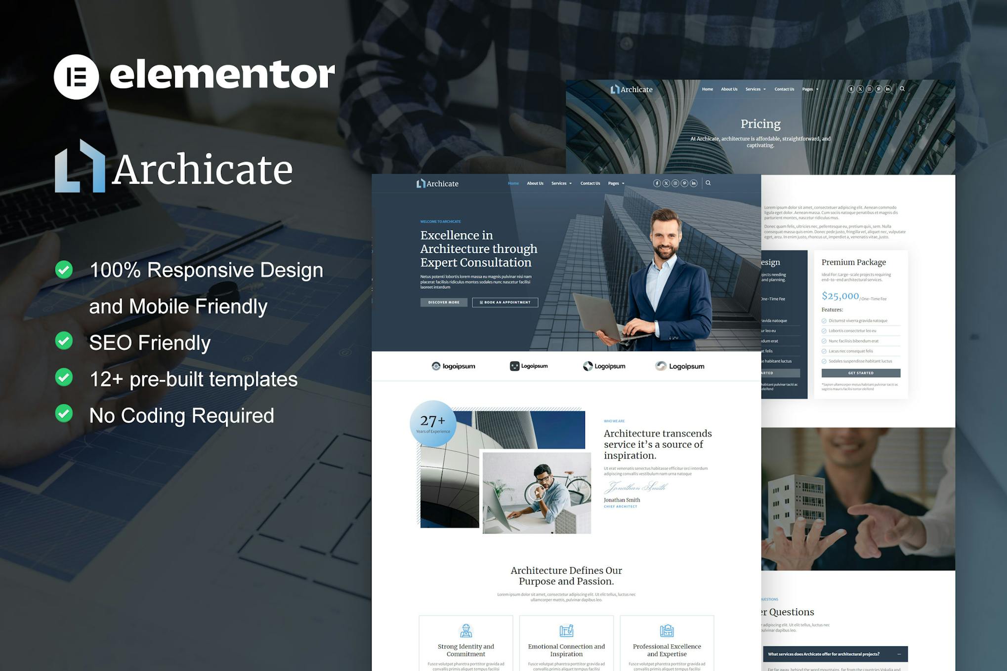 Archicate – Architecture & Construction Consultant Elementor Pro Template Kit