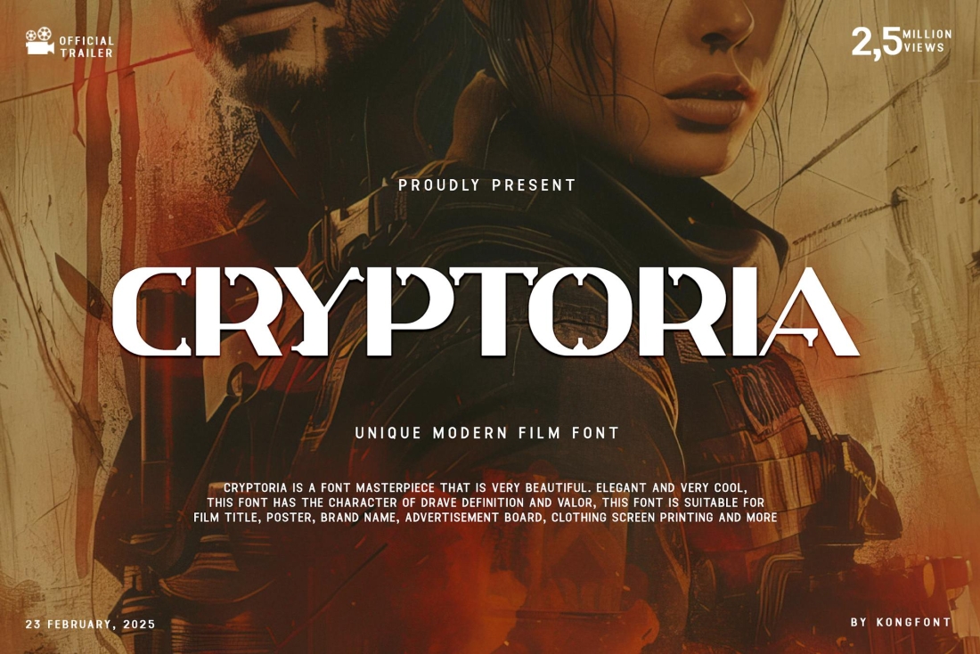 Cryptoria - Unique Modern Film Font