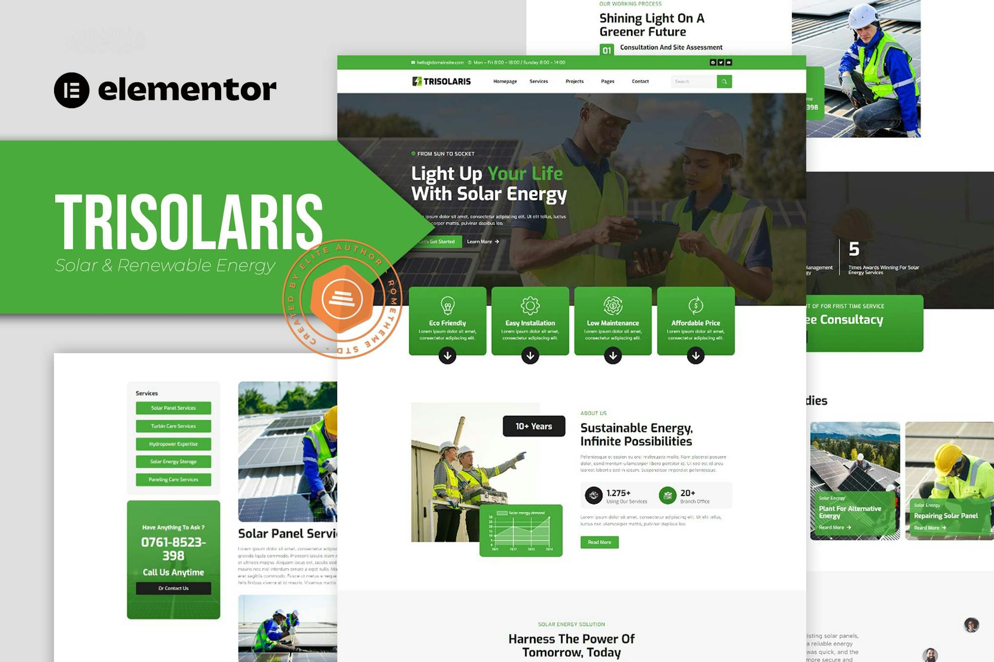 Trisolaris – Solar & Renewable Energy Elementor Template Kit