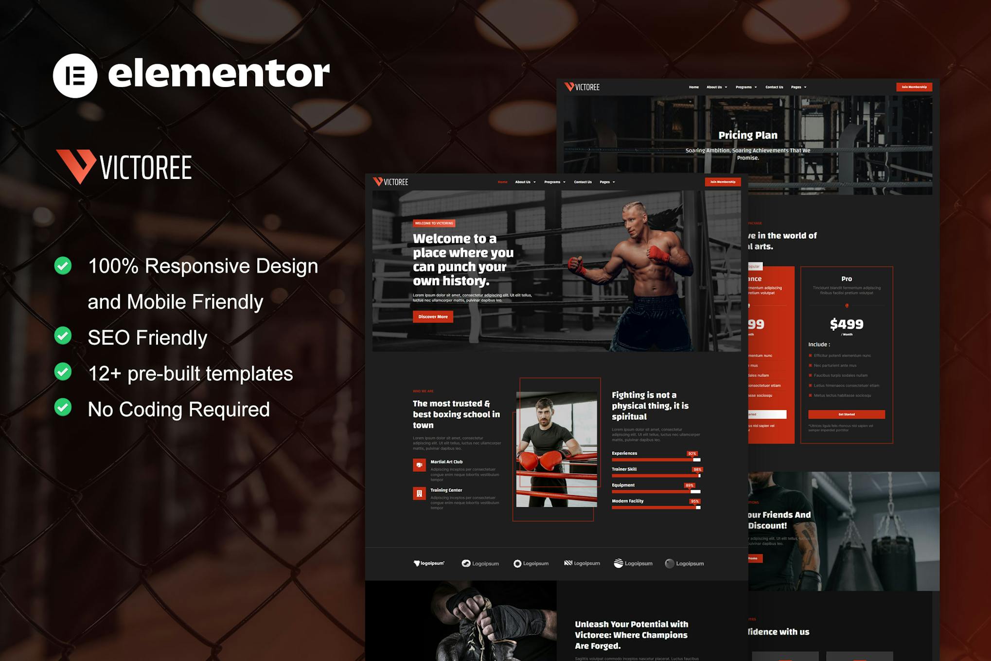 Victoree – Boxing School & Martial Arts Elementor Pro Template Kit