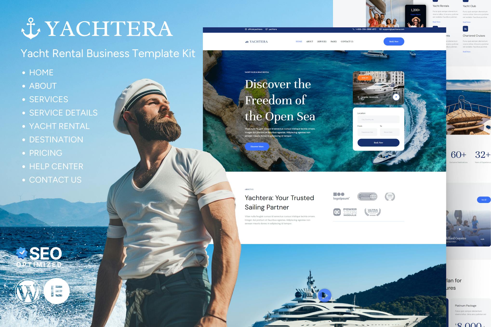 Yachtera – Yacht Club & Boat Rental Elementor Template Kit