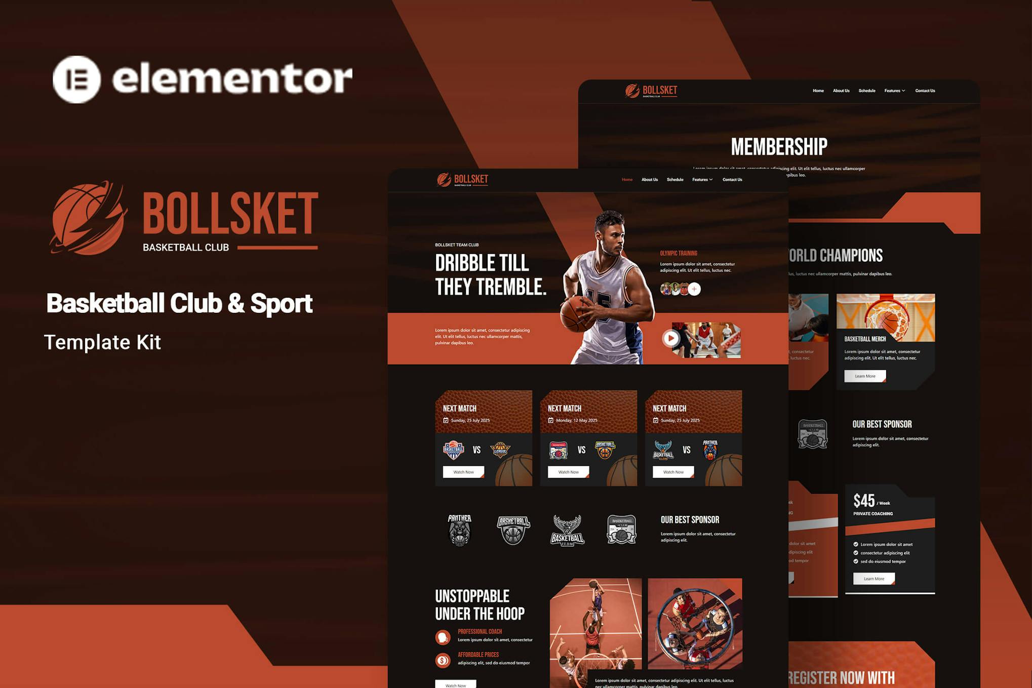 Bollsket – Basketball Club & Sport Elementor Template Kit