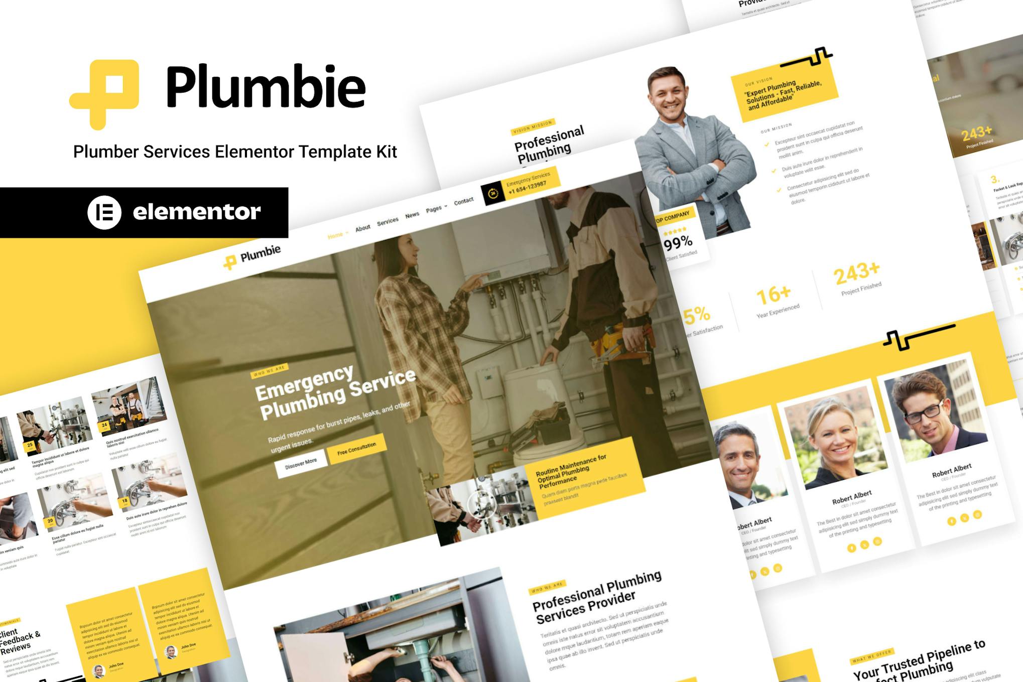 Plumbie – Plumber Services Elementor Template Kit