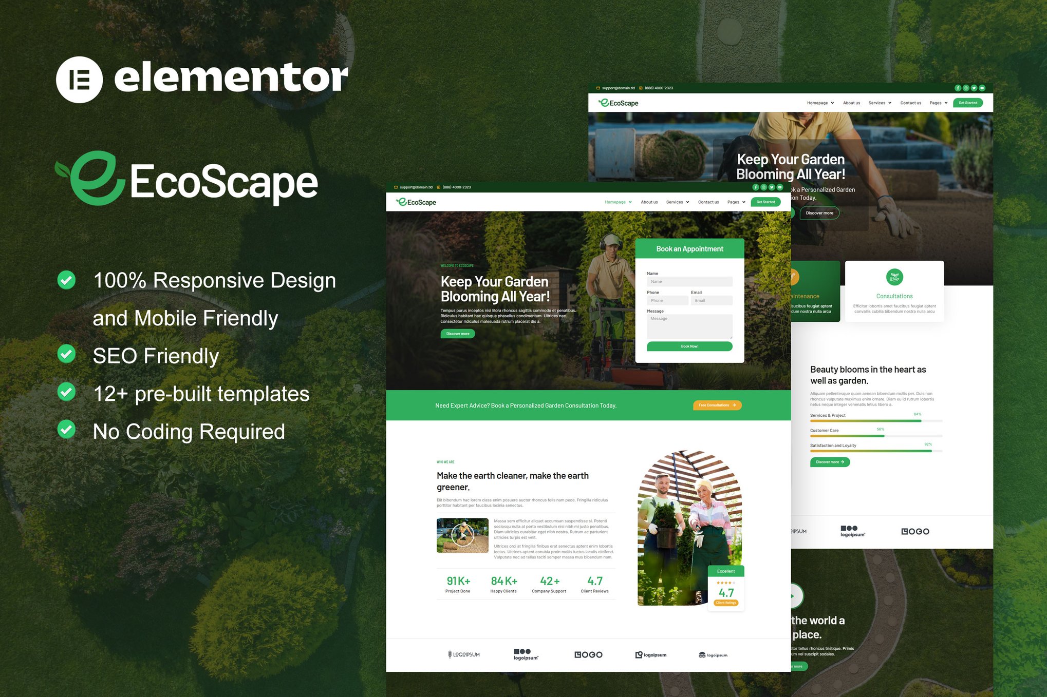 EcoScape – Gardening & Landscape Elementor Pro Template Kit