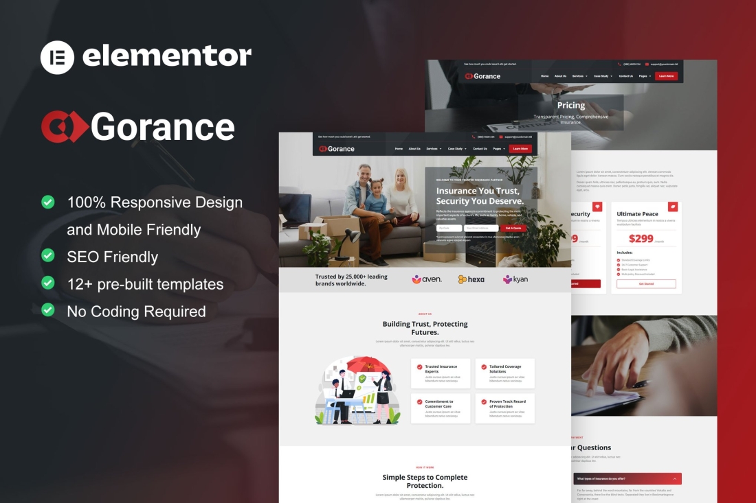 Gorance - Insurance Agency Elementor Pro Template Kit