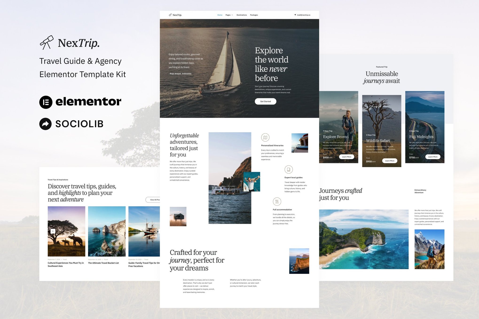 NextTrip – Travel Guide & Agency Elementor Template Kit