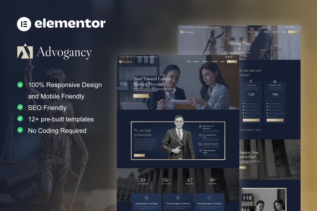 Advogancy - Attorney Law Firm Elementor Pro Template Kit