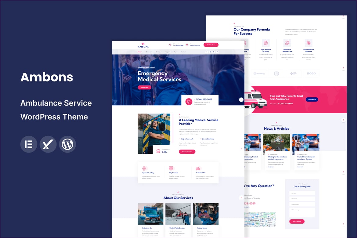 Ambons - Ambulance Service WordPress Theme 1.5