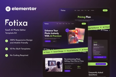 Fotixa - SaaS AI Photo App Website Elementor Template Kit