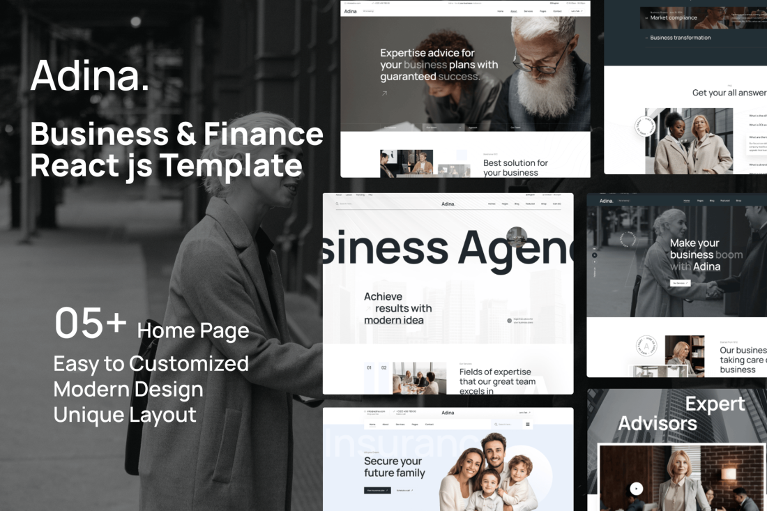 Adina - Business & Finance React jsTemplate