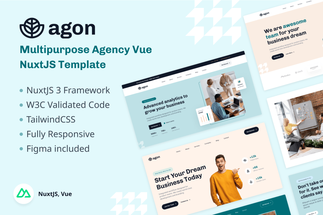 Agon - Multipurpose Agency Vue NuxtJS Template