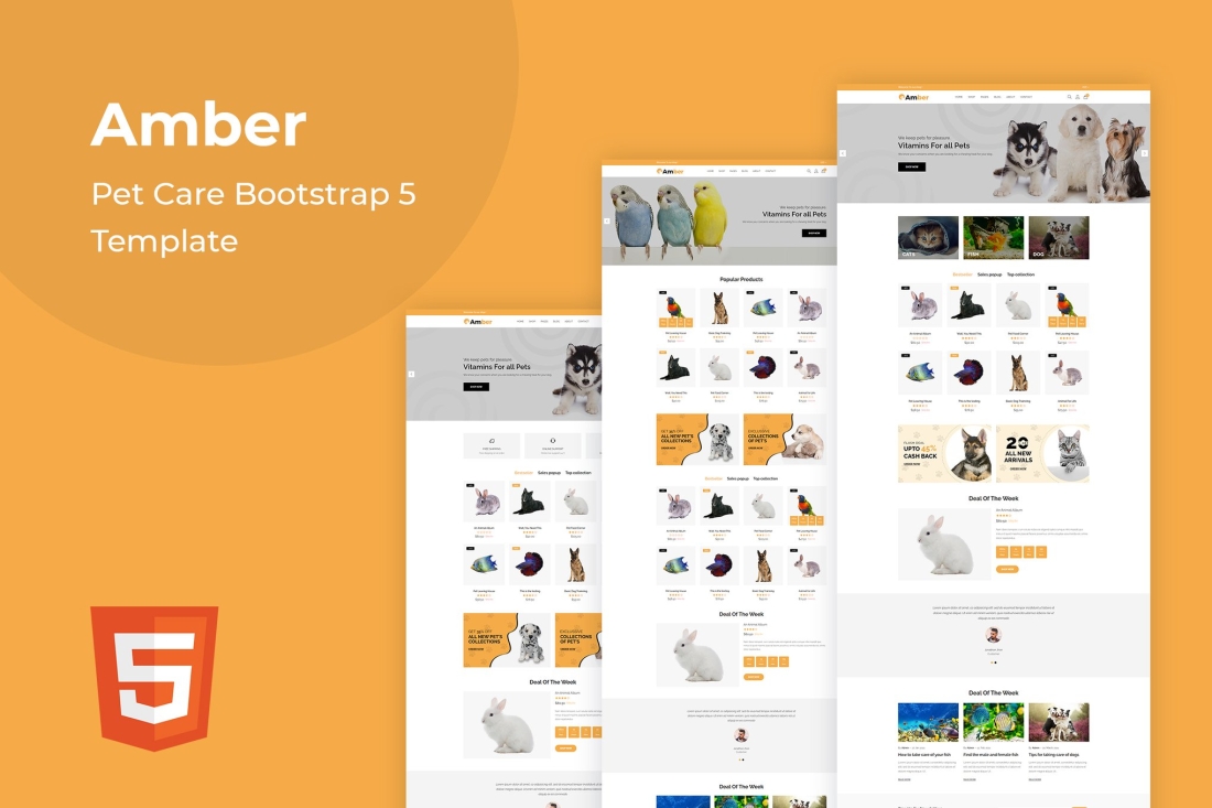Amber - Pet Care Bootstrap 5 Template