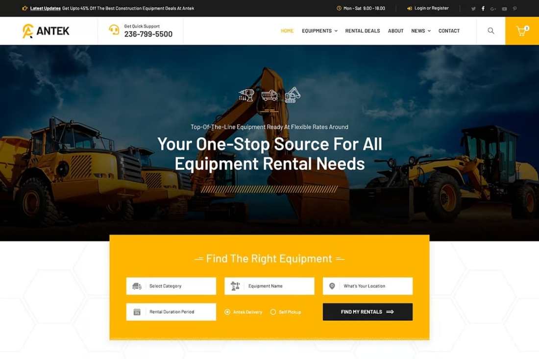 Antek - Construction Equipment Rental HTML