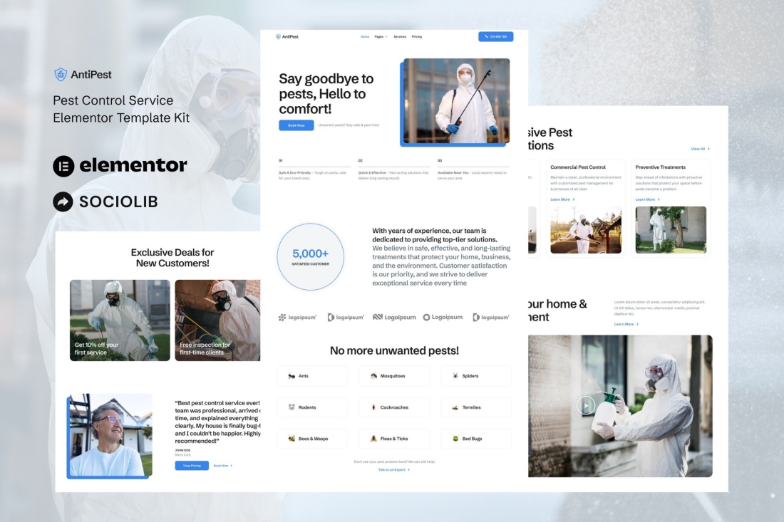 AntiPest - Pest Control Service Elementor Template Kit
