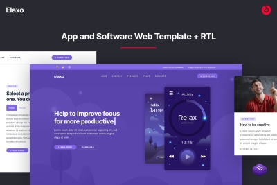 App and Software Website Template + RTL - Elaxo
