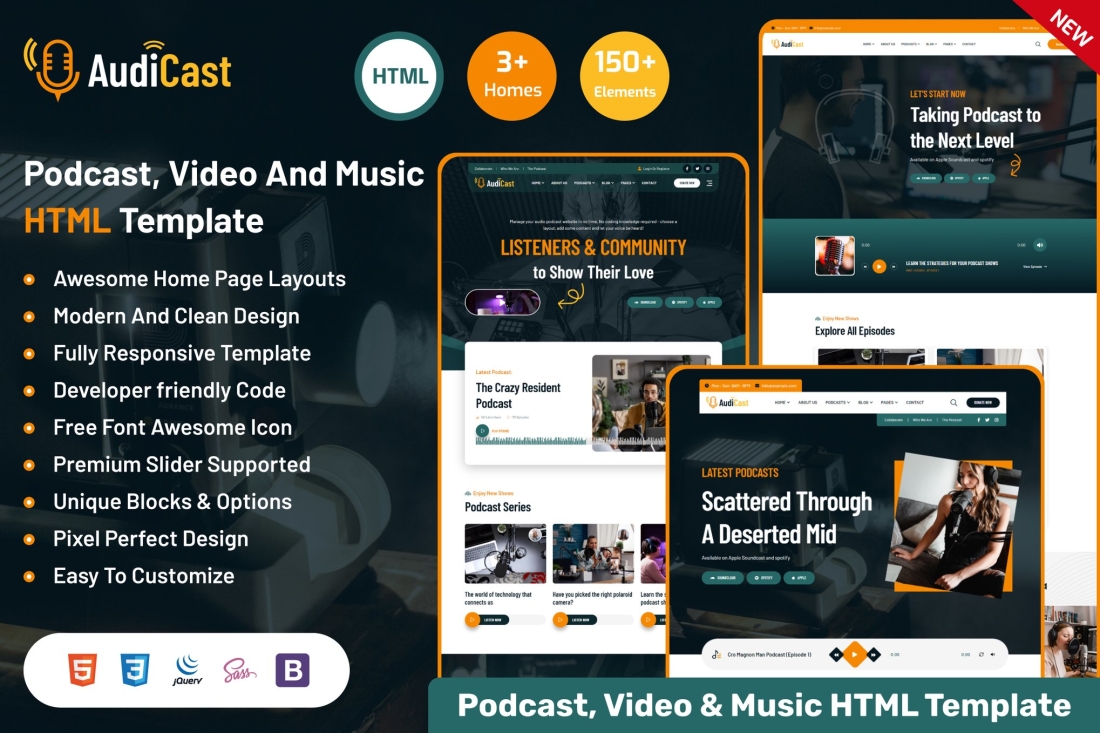 Audicast - Podcast, Video & Music HTML Template