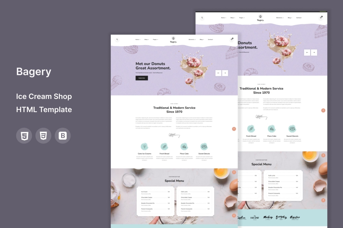 Bagery - Ice Cream Shop HTML5 Template