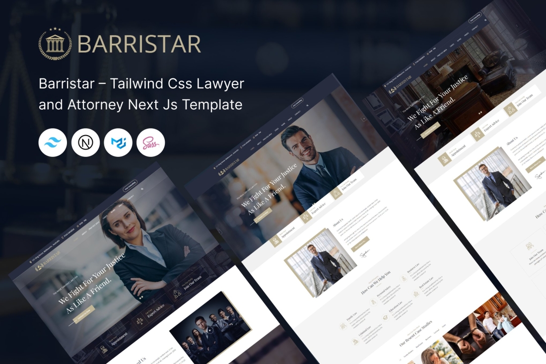 Barristar – Tailwind Css Lawyer Next Js Template