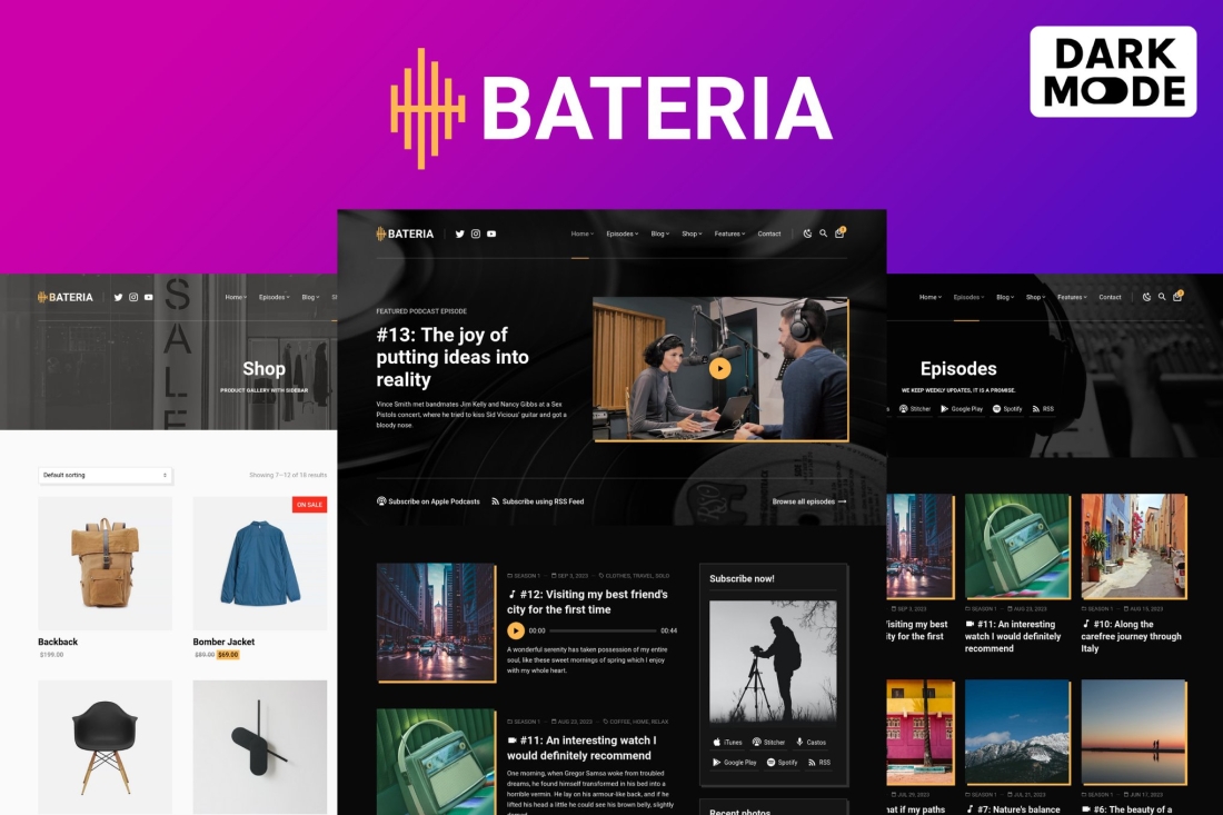 Bateria - Podcast HTML Site Template