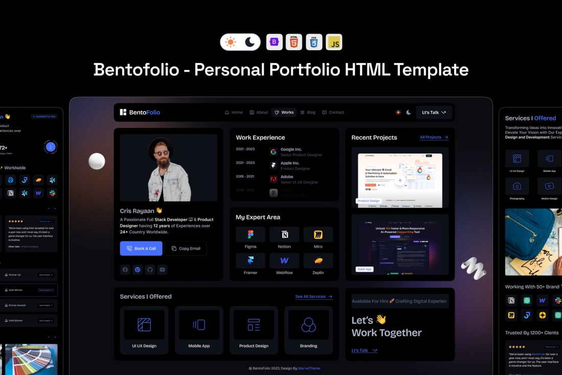 Bentofolio - Personal Portfolio HTML Template