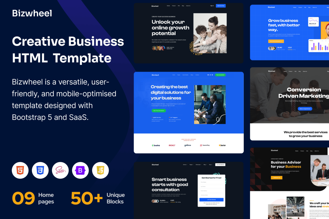 Bizwheel – Multipurpose Business HTML Template