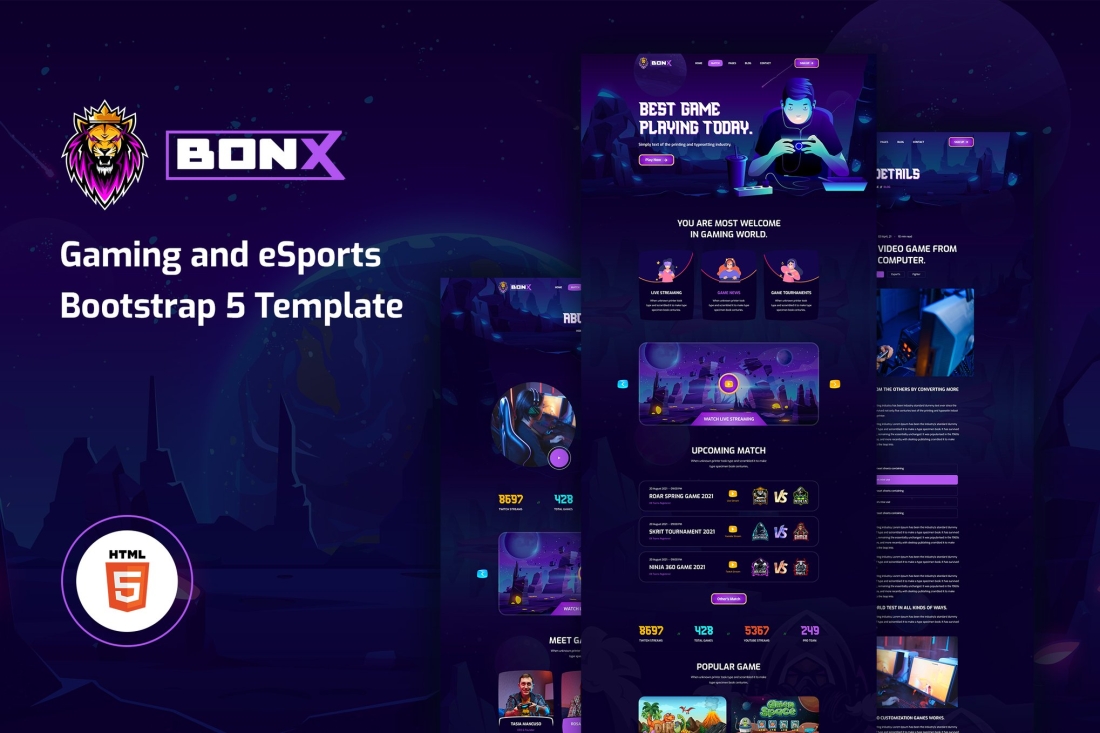 Bonx - Gaming Website Template HTML Version