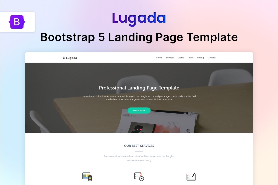 Bootstrap Landing Page Template -Lugada