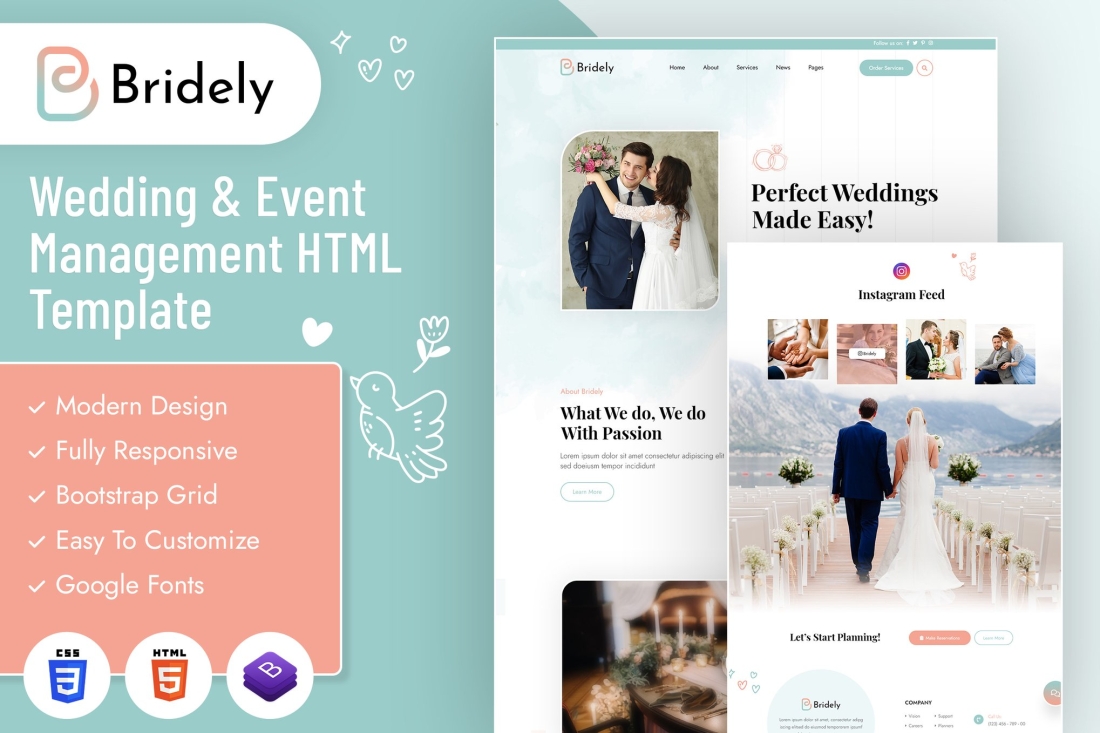 Bridely | Wedding & Event Management HTML Template