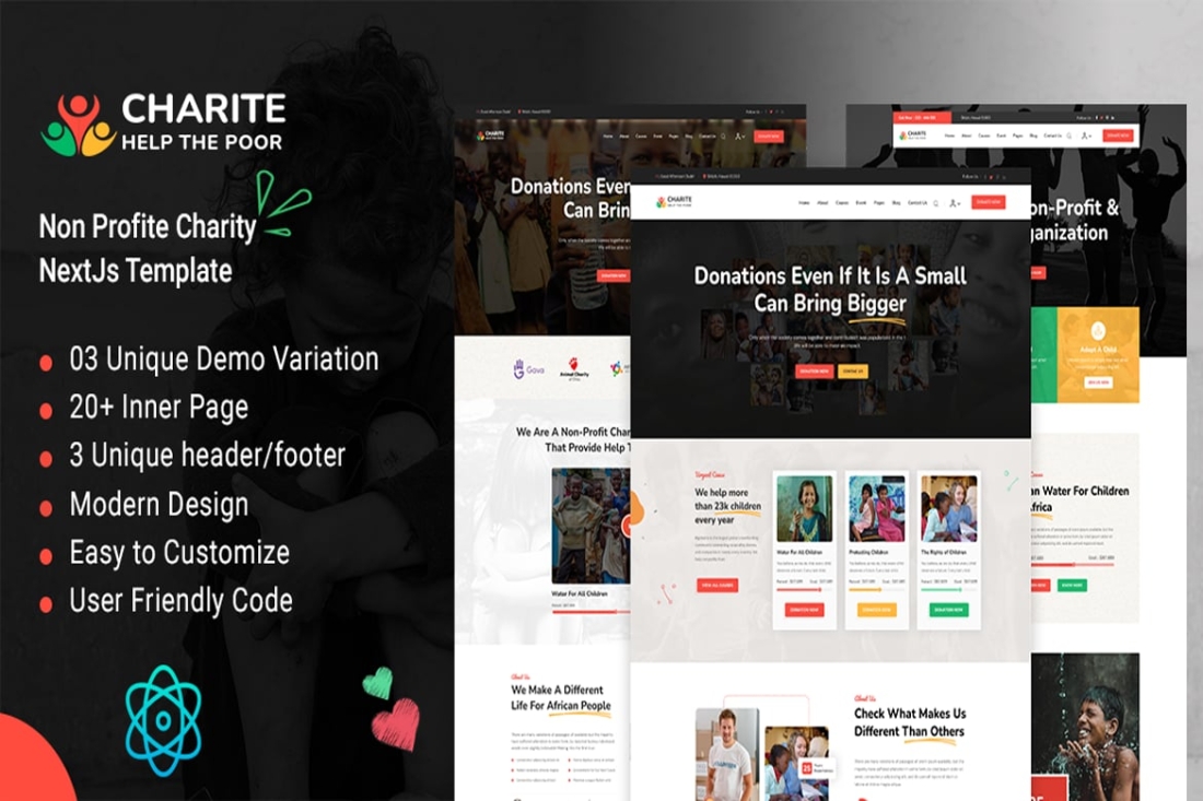 Charity - Non-Profit Charity React NextJs Template