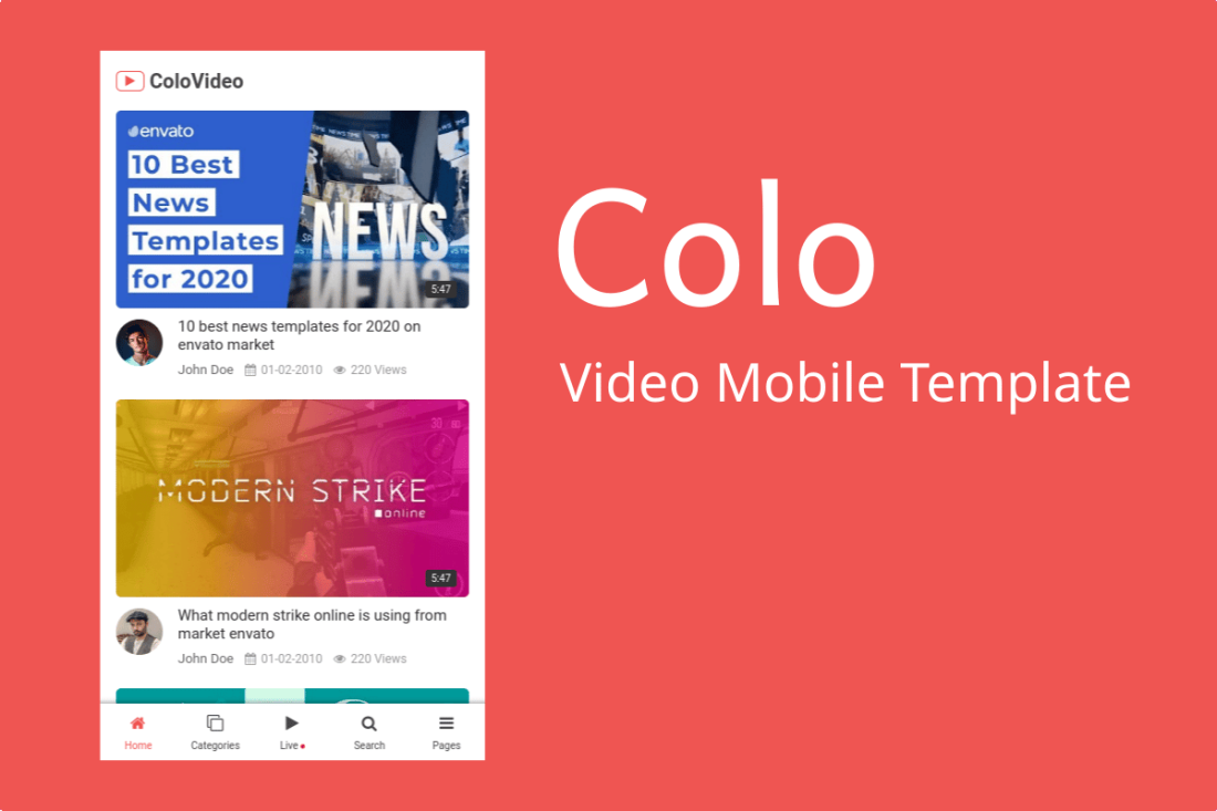 Colo - Video Mobile Template
