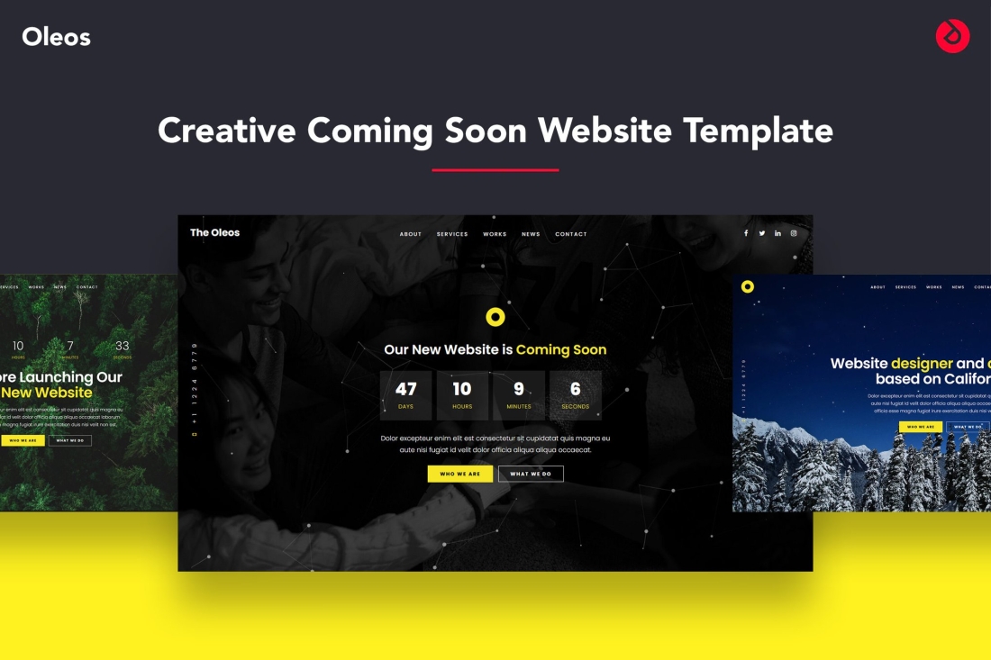 Creative Coming Soon Website Template - Oleos