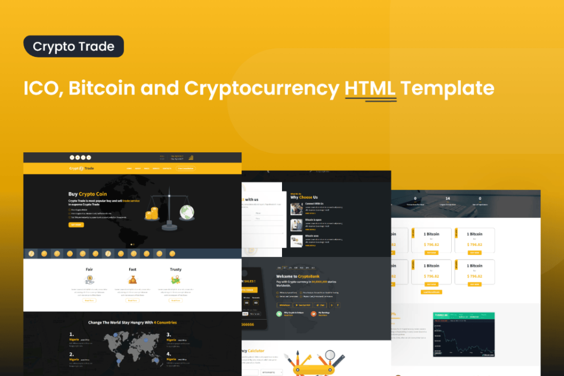 Crypto Trade - ICO, Bitcoin Cryptocurrency HTML