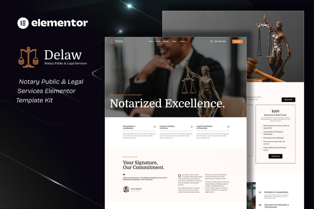 Delaw - Notary Public & Legal Services Elementor Template Kit