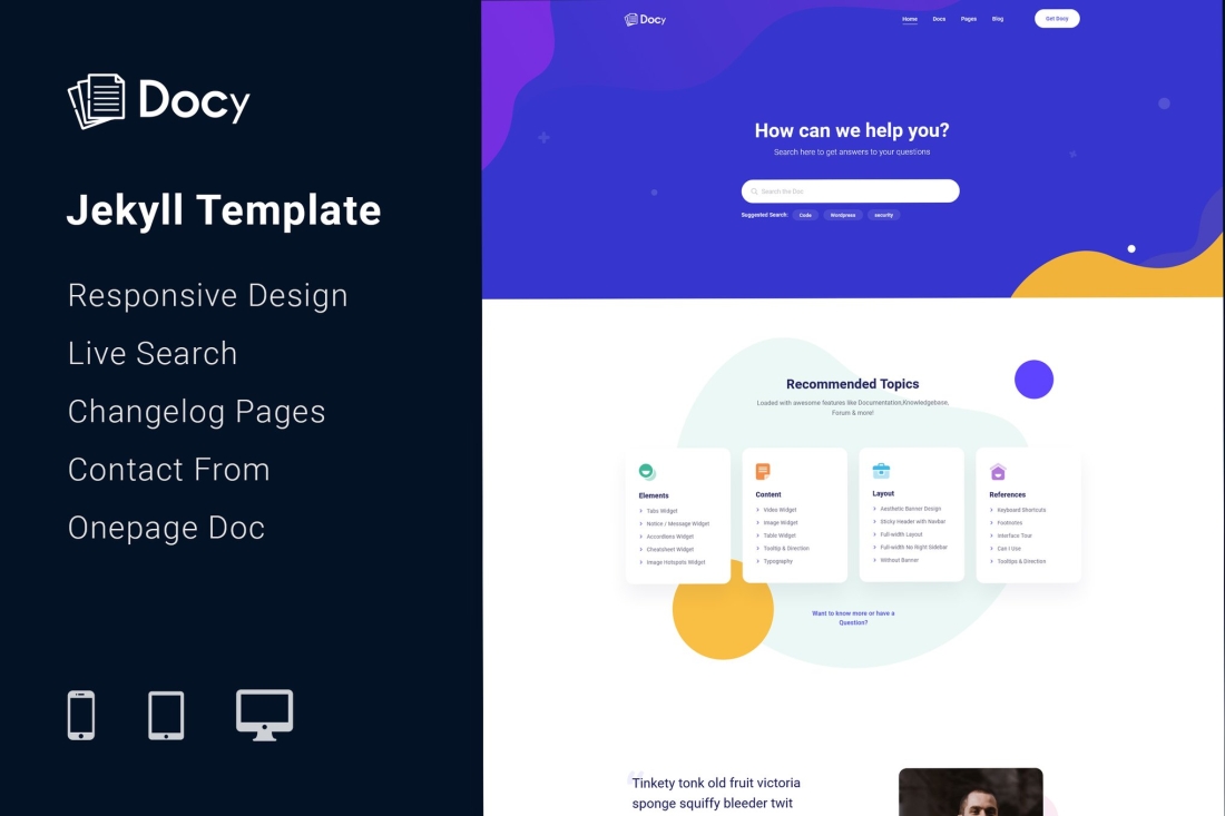 Docy - Knowledgebase & Doc Jekyll Template
